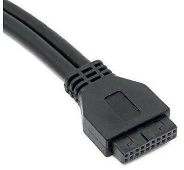 Alt view image 2 of 4 - USB 3.0 Dual Ports A Female Screw Mount Type to Motherboard 20pin Header Cable Black