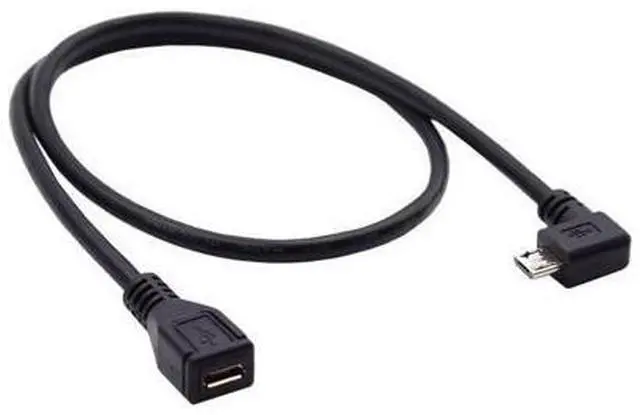 Alt view image 7 of 7 - CY Micro USB 2.0 Male to Micro USB 2.0 Female Extension Cable Left & Right 90 Degree Angled Full Pin Connected 0.5M