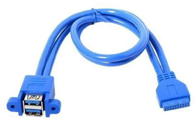 Main image of USB 3.0 Front Panel Header 19/20Pin 1 Male to 2 USB 3.0 Female Panel Port Extension Cable 0.5M with Panel Mount Holes