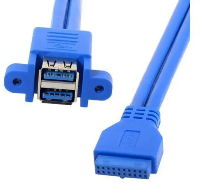 Alt view image 7 of 7 - USB 3.0 Front Panel Header 19/20Pin 1 Male to 2 USB 3.0 Female Panel Port Extension Cable 0.5M with Panel Mount Holes
