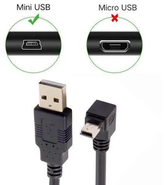 Alt view image 3 of 7 - Mini USB B Type 5pin Male UP Angled 90 Degree to USB 2.0 Male Data Cable 5 Meters with EMI Ferrite Core 50cm