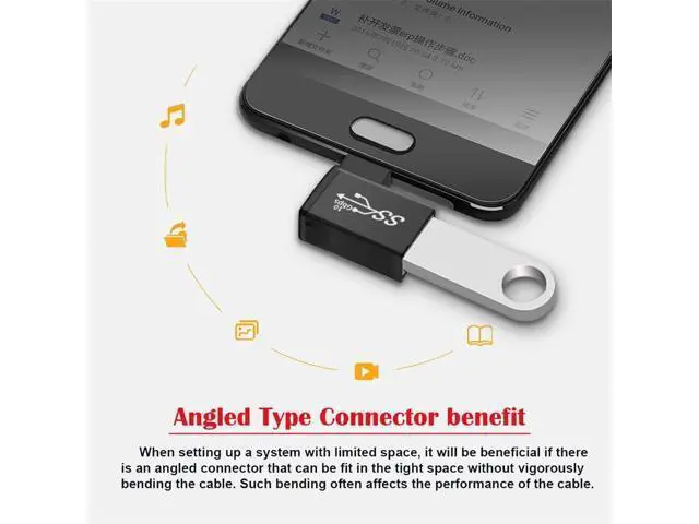 Alt view image 7 of 7 - USB-C Type-C to USB 3.0 Female OTG Adapter Right Angled 90 Degree for Laptop Cell Phone