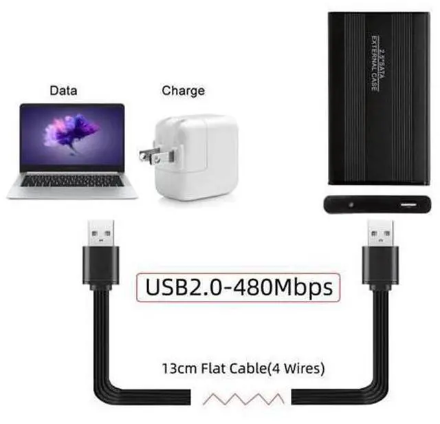 Alt view image 6 of 7 - 13cm USB 2.0 Type-A Male to Type-A Male Male Data Flat Slim FPC Cable for FPV & Disk & Phone