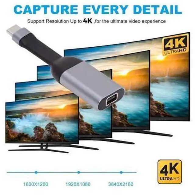 Alt view image 7 of 7 - USB C to Mini Displayport Short Cable Support 4K@60HZ 1440P@60HZ 1080P@60HZ Compatible with Thunderbolt3/4