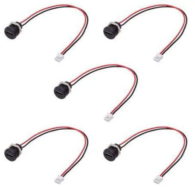 Alt view image 6 of 7 - 5 Pack 2.0mm Pitch 2Pin to USB C Female DC 5V 3A Charging Socket Port Conversion Cable Adapter with Waterproof Dustproof Rubber Plug