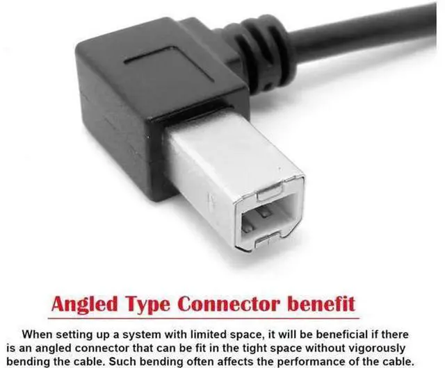 Alt view image 4 of 7 - USB 2.0 B Type Male to Female Extension Cable Left Angled 90 Degree 20cm for Printer Scanner Disk