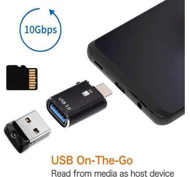 Alt view image 4 of 7 - 10Gbps USB-C Type-C to USB 3.0 Female OTG & TF Micro-SD Card Reader Adapter for Laptop Tablet Phone