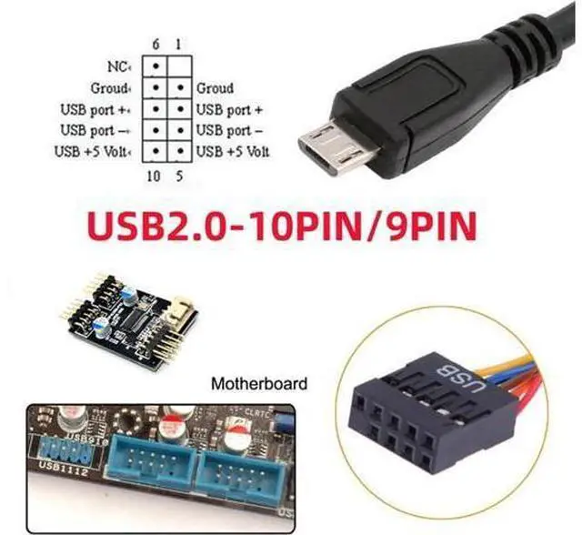 Alt view image 4 of 7 - USB 2.0 Motherboard 9pin 10pin Header to Micro USB 5Pin Cable 50cm for Mini Monitor Sensor Panel Camera