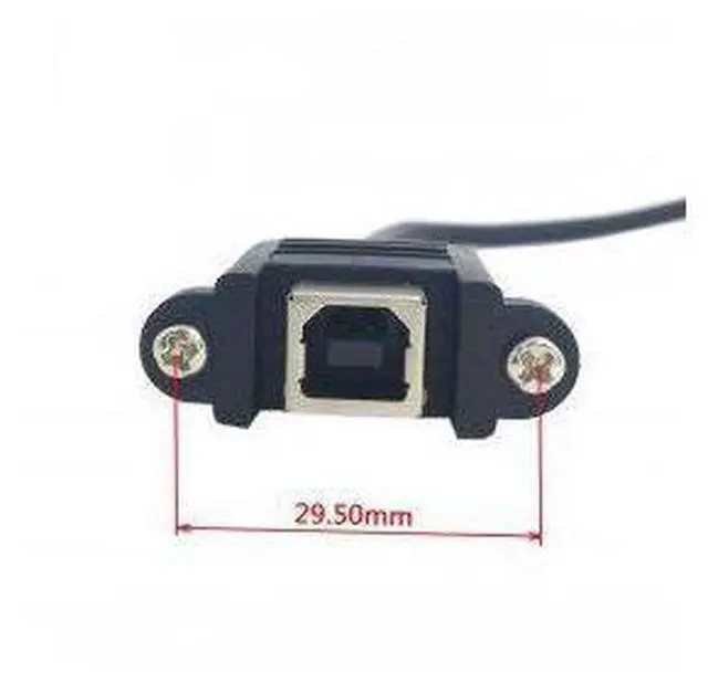 Alt view image 6 of 7 - CY USB 2.0 Type B Male to Type B Female Extension Cable with Screws for Panel Mount 50cm 90 Degree Left Angled