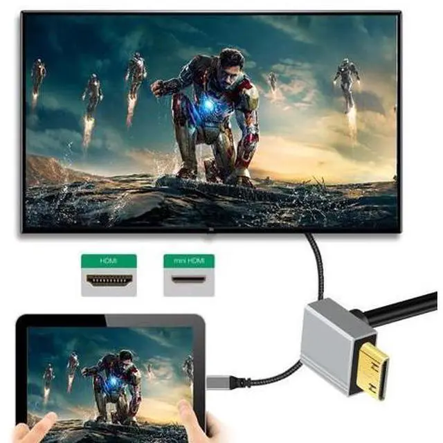 Alt view image 5 of 7 - 90 Degree Up Angled Mini HDMI 2.1 Ultra Thin HDTV Cable 8K 4K Hyper Super Flexible Slim Cord Type-A to Type-C for Camera HDTV 50cm