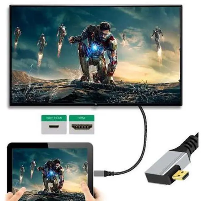 Alt view image 4 of 7 - 90 Degree Left Angled Micro HDMI 2.1 Ultra Thin HDTV Cable 8K 4K Hyper Super Flexible Slim Cord Type-A to Type-D for Camera HDTV 50cm