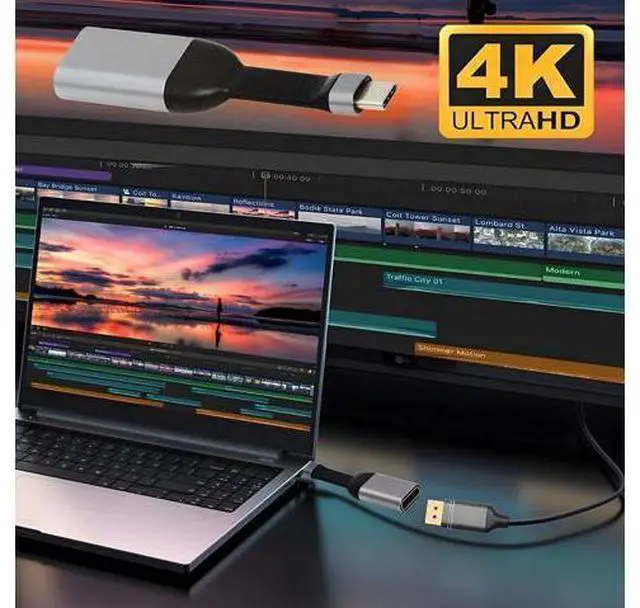 Alt view image 2 of 7 - USB C to Displayport Short Cable Support 4K@60HZ 1440P@60HZ 1080P@60HZ Compatible with Thunderbolt3/4