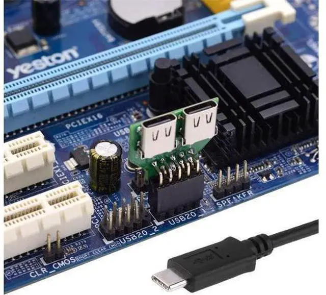 Alt view image 2 of 7 - Dual Ports USB 3.1 Type C USB-C Female to USB 2.0 Motherboard 9pin 10pin Header Adapter PCBA 480Mbps