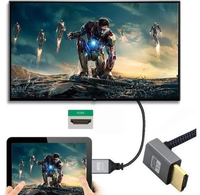 Alt view image 2 of 7 - HDMI 1.4 Type A Male to A Female Extension Cable Down Angled 90 Degree Support HDTV 4K 60hz 3D