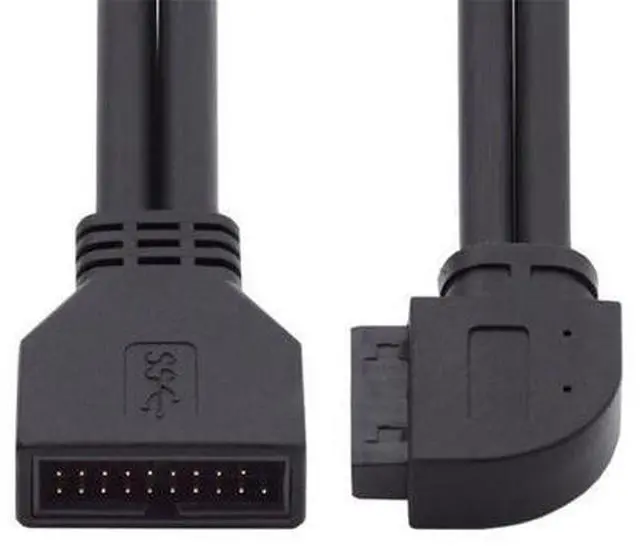 Main image of Right Angled USB 3.0 20Pin 19Pin Male to Female Extension 5Gbps Cable 90 Degree for Motherboard Mainboard