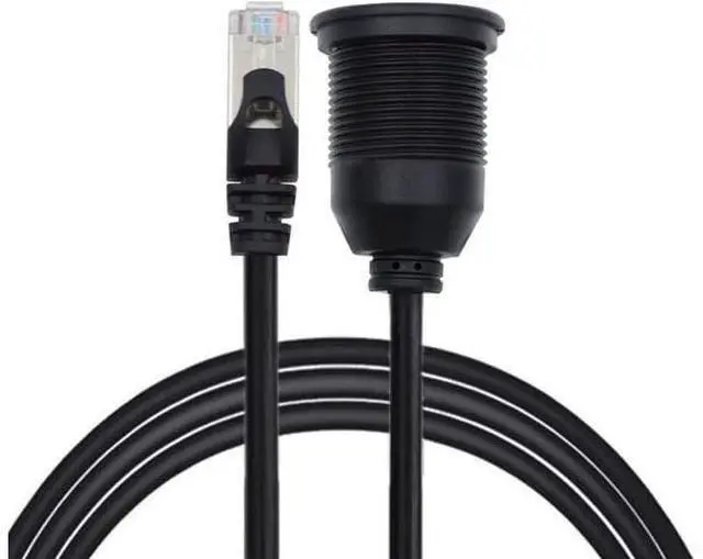 Main image of 1m Waterproof Dustproof Screw Locking CAT6 RJ45 Male to Female LAN Ethernet Network Extension Cable Car Panel Mount Design