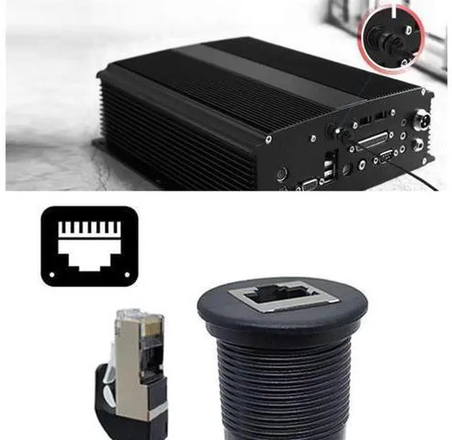 Alt view image 2 of 7 - 1m Waterproof Dustproof Screw Locking CAT6 RJ45 Male to Female LAN Ethernet Network Extension Cable Car Panel Mount Design