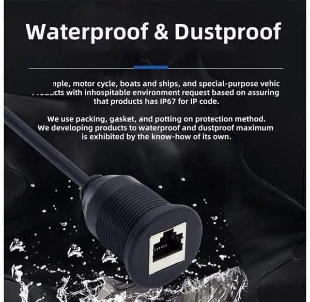 Alt view image 4 of 7 - 1m Waterproof Dustproof Screw Locking CAT6 RJ45 Male to Female LAN Ethernet Network Extension Cable Car Panel Mount Design