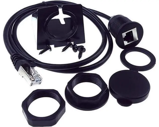Alt view image 7 of 7 - 1m Waterproof Dustproof Screw Locking CAT6 RJ45 Male to Female LAN Ethernet Network Extension Cable Car Panel Mount Design