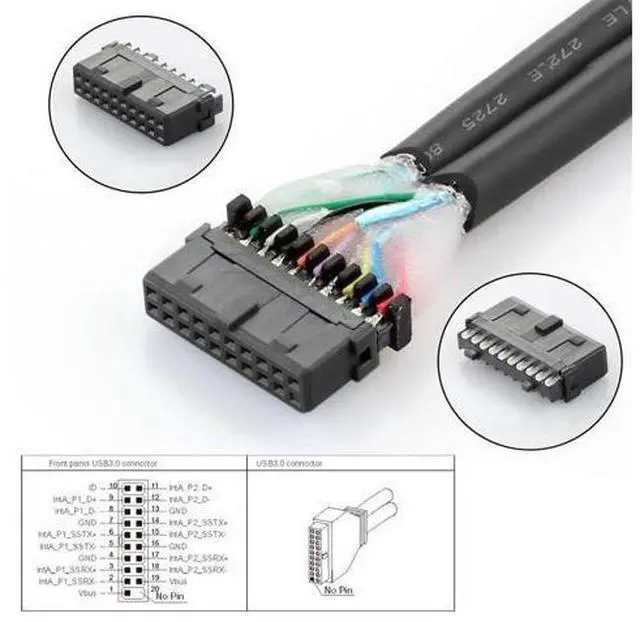 Alt view image 5 of 7 - Down Angled USB 3.0 20Pin 19Pin Male to Female Extension 5Gbps Cable 90 Degree for Motherboard Mainboard