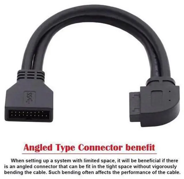Alt view image 7 of 7 - Right Angled USB 3.0 20Pin 19Pin Male to Female Extension 5Gbps Cable 90 Degree for Motherboard Mainboard