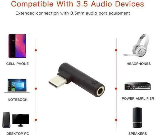 Alt view image 5 of 7 - 5pcs/Set Type-C to 3.5mm Earphone Adapter 90 Degree Angled Type USB-C 3.1 Male to AUX Audio Female