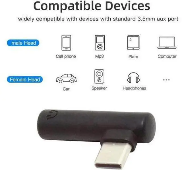 Alt view image 4 of 7 - 5pcs/Set Type-C to 3.5mm Earphone Adapter 90 Degree Angled Type USB-C 3.1 Male to AUX Audio Female