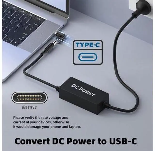 Alt view image 4 of 7 - 140W 100W DC Jack 6.0x1.4mm Input to USB-C Type-C Angled 90 Degree Power Plug Charge Adapter for Laptop Phone