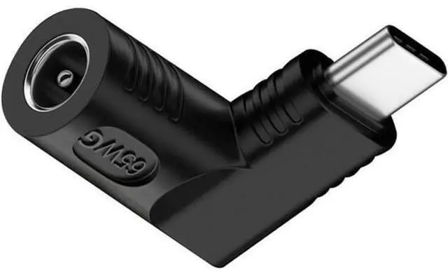 Main image of DC Jack 5.5x2.1mm Input to USB-C Type-C Angled 90 Degree Power Plug Charge Adapter for Laptop Phone