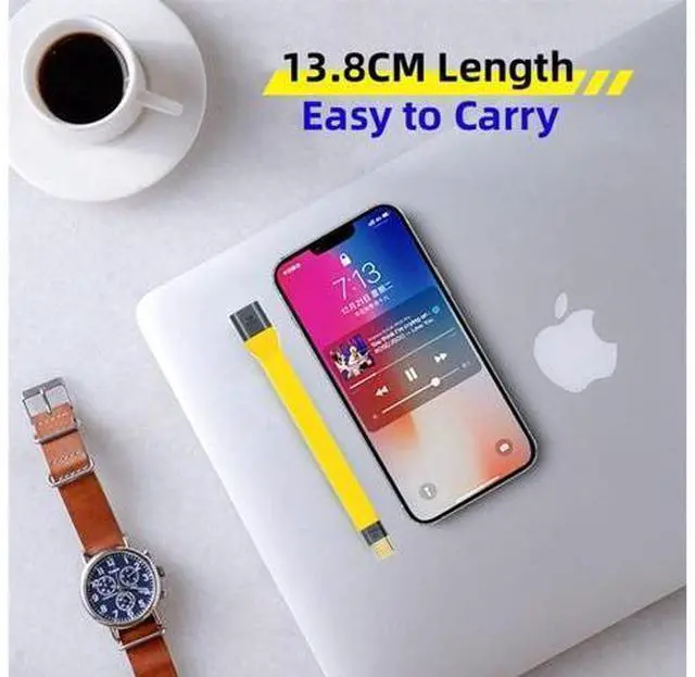 Alt view image 5 of 7 - Yellow USB 3.1 Type C Male Host to USB3.0 Type A Female OTG Flat Slim FPC Data Cable for Laptop & Phone