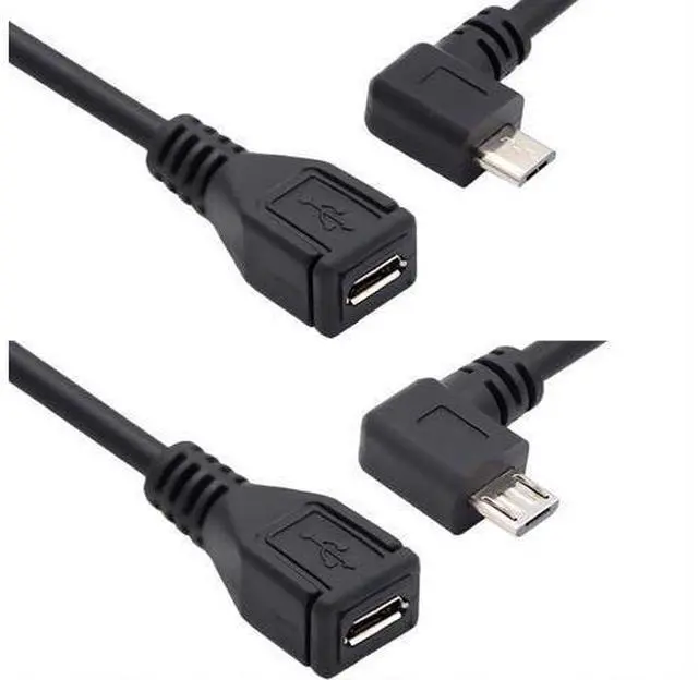 Main image of CY Micro USB 2.0 Male to Micro USB 2.0 Female Extension Cable Left & Right 90 Degree Angled Full Pin Connected 0.5M