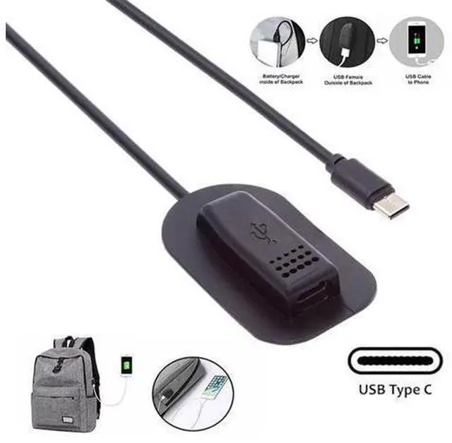 Alt view image 7 of 7 - USB C Male to Female PD 65W Backpack Charge Data Extension Cable for Outdoor Travel Camping