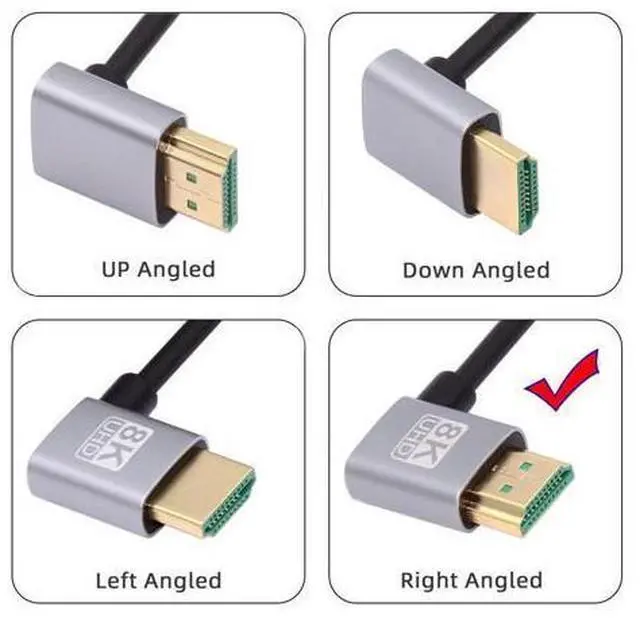 Alt view image 2 of 7 - HDMI 2.1 Ultra Thin HDTV Cable 8K 4K Hyper Super Flexible Slim Cord Right Angled to Right Angled 90 Degree Type-A for Computer HDTV