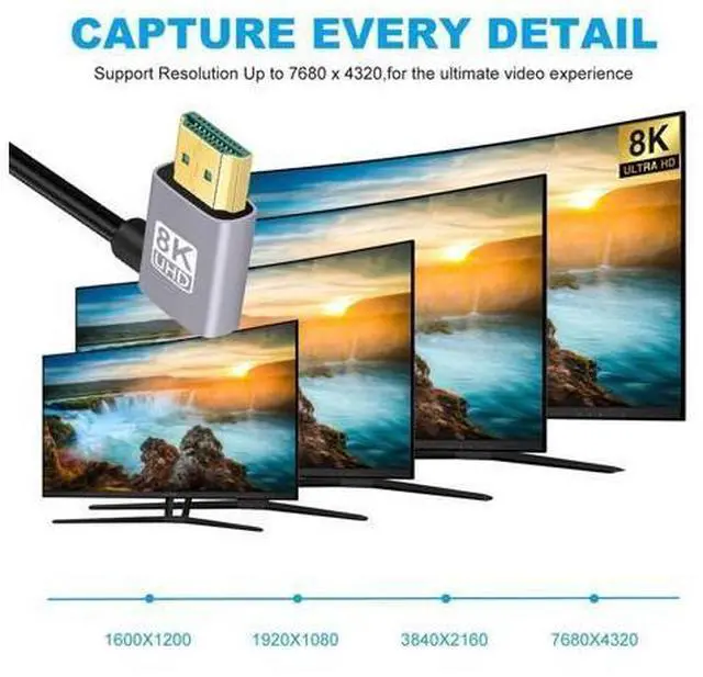 Alt view image 4 of 7 - HDMI 2.1 Ultra Thin HDTV Cable 8K 4K Hyper Super Flexible Slim Cord Right Angled to Right Angled 90 Degree Type-A for Computer HDTV