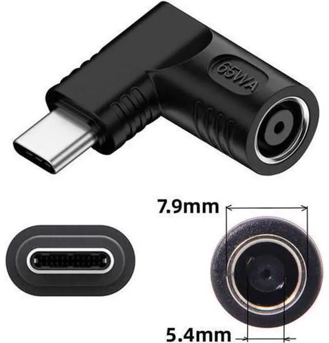 Alt view image 6 of 7 - DC Jack 7.9x5.4mm Input to USB-C Type-C Angled 90 Degree Power Plug Charge Adapter for Laptop Phone