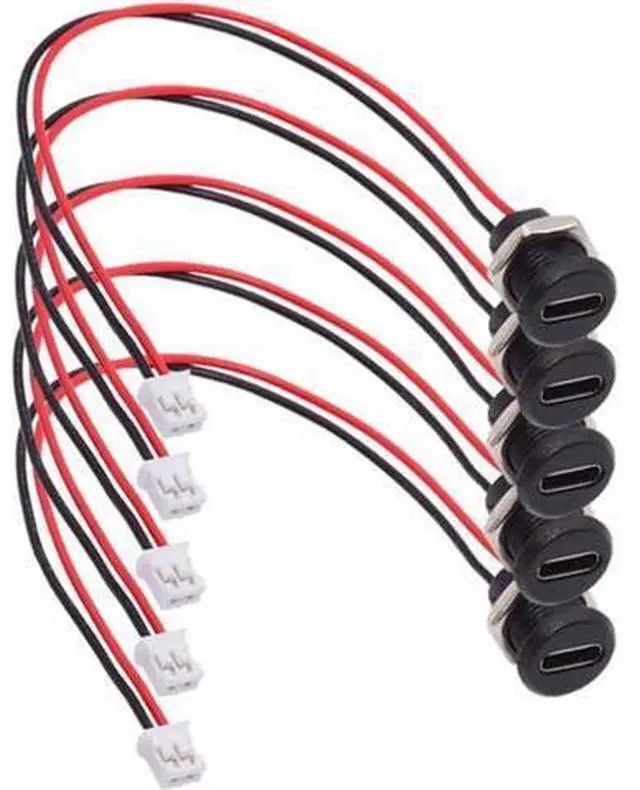 Main image of DIY OEM 5pcs/Set Type C Female Socket to 2Pin Header Cable Pitch=2.0mm Panel Mount Type DC 5V Power