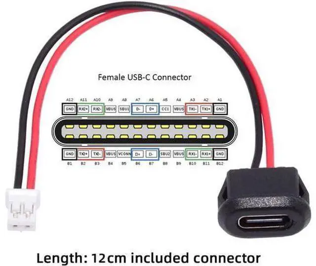 Alt view image 3 of 7 - 5pcs/Set DIY OEM Type C Female Socket to 2Pin Header Cable Pitch=2.0mm Latch Mount Type DC 5V Power