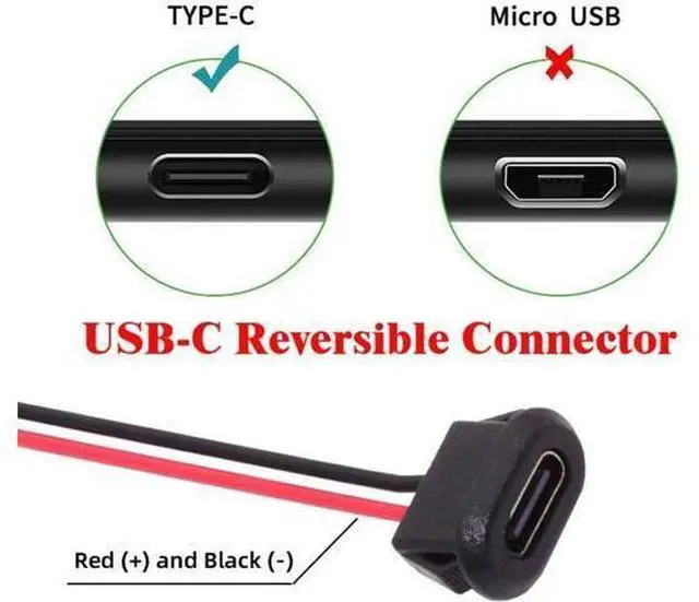 Alt view image 4 of 7 - 5pcs/Set DIY OEM Type C Female Socket to 2Pin Header Cable Pitch=2.0mm Latch Mount Type DC 5V Power
