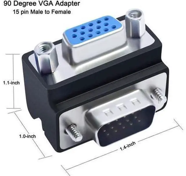 Alt view image 2 of 7 - DTECH 90 Degree VGA Right Angle Adapter 15 Pin Male to Female Extension Converter Coupler