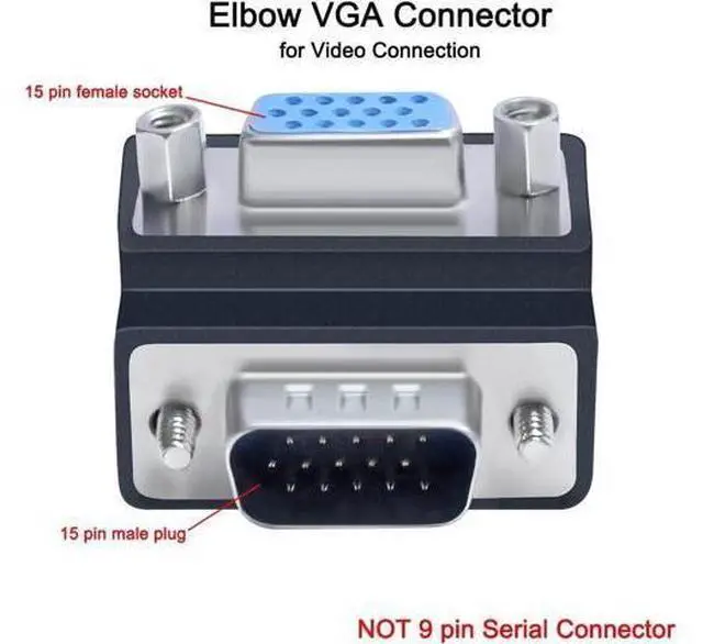 Alt view image 3 of 7 - DTECH 90 Degree VGA Right Angle Adapter 15 Pin Male to Female Extension Converter Coupler