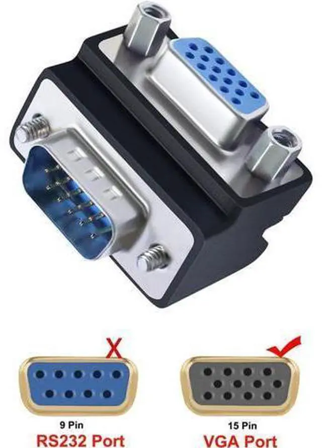 Alt view image 4 of 7 - DTECH 90 Degree VGA Right Angle Adapter 15 Pin Male to Female Extension Converter Coupler
