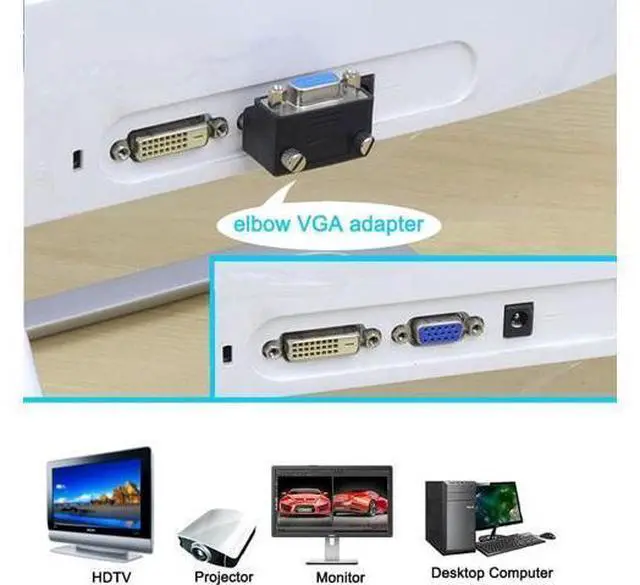 Alt view image 6 of 7 - DTECH 90 Degree VGA Right Angle Adapter 15 Pin Male to Female Extension Converter Coupler