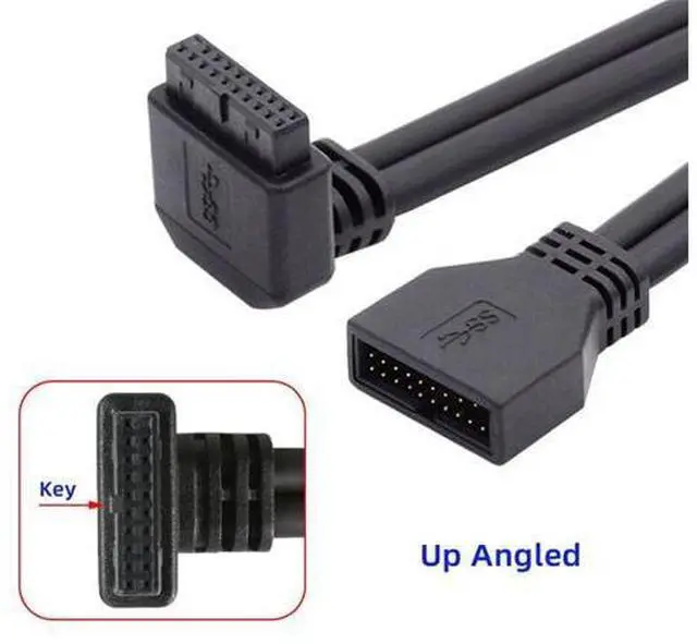 Alt view image 2 of 7 - Up Angled USB 3.0 20Pin 19Pin Male to Female Extension 5Gbps Cable 90 Degree for Motherboard Mainboard