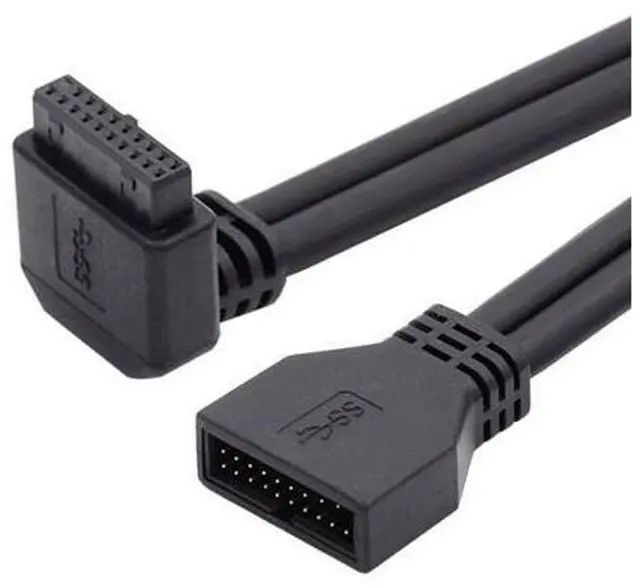 Main image of Down Angled USB 3.0 20Pin 19Pin Male to Female Extension 5Gbps Cable 90 Degree for Motherboard Mainboard