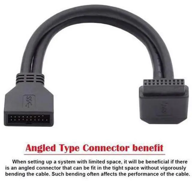 Alt view image 6 of 7 - Down Angled USB 3.0 20Pin 19Pin Male to Female Extension 5Gbps Cable 90 Degree for Motherboard Mainboard