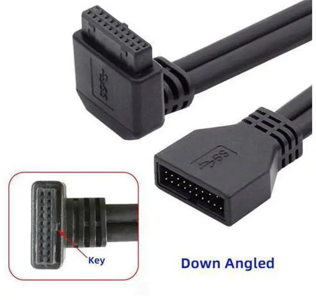 Alt view image 2 of 7 - Down Angled USB 3.0 20Pin 19Pin Male to Female Extension 5Gbps Cable 90 Degree for Motherboard Mainboard