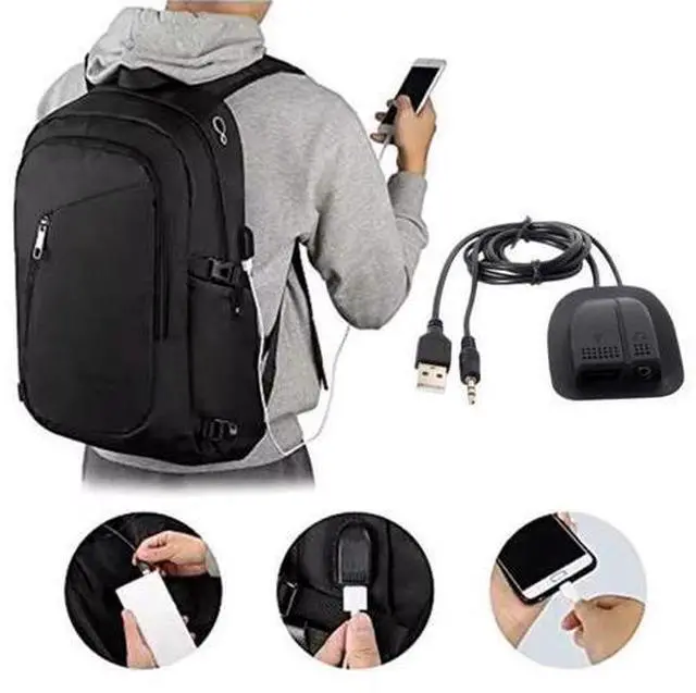 Alt view image 2 of 7 - USB 2.0 Type A/Audio 3.5mm Male to Female Backpack Charge Data Extension Cable for Outdoor Travel Camping