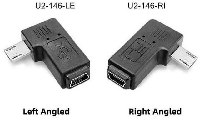 Alt view image 5 of 7 - 2 Pack Mini USB Female to Micro USB Male 90 Degree Left/Right Angled Data Sync Power Connector Adapter