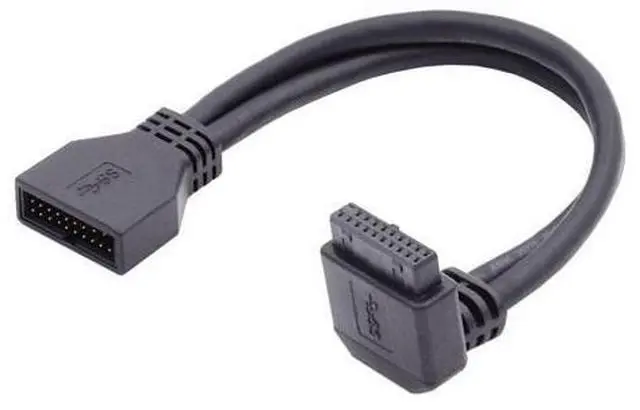 Main image of USB 3.0 Front Panel Header 19/20Pin Male to Female 90 Degree Down Angled Mainboard Header Port Extension Cable Adapter