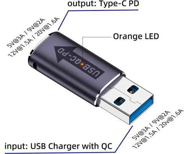 Alt view image 5 of 7 - USB 3.0 QC Power to PD USB C Device 5Gbps Data Power Adapter for Laptop Tablet Phone 2Pcs/Set